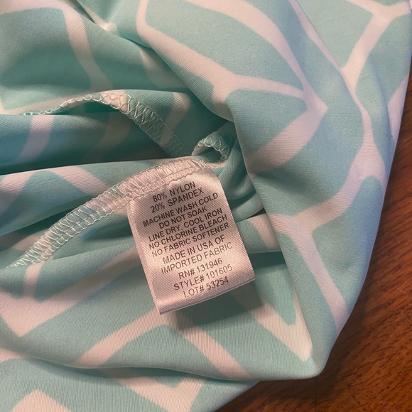 Jude Connally Geometric Bell-Sleeve Shift Dress – Size S – Aqua & White - Picture 7 of 10